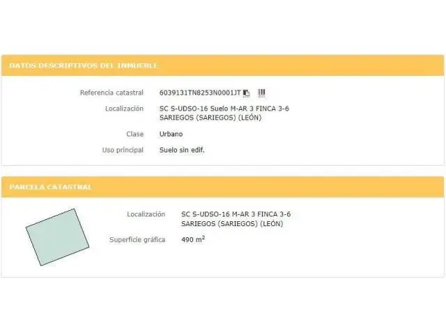 Parcela en Venta Sariegos Leon 490m2