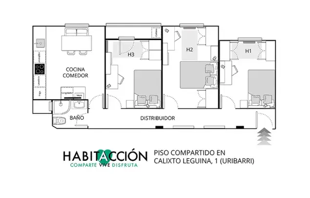 Habitaci
ón 70m
² Bilbao Alquiler Larga Temporada