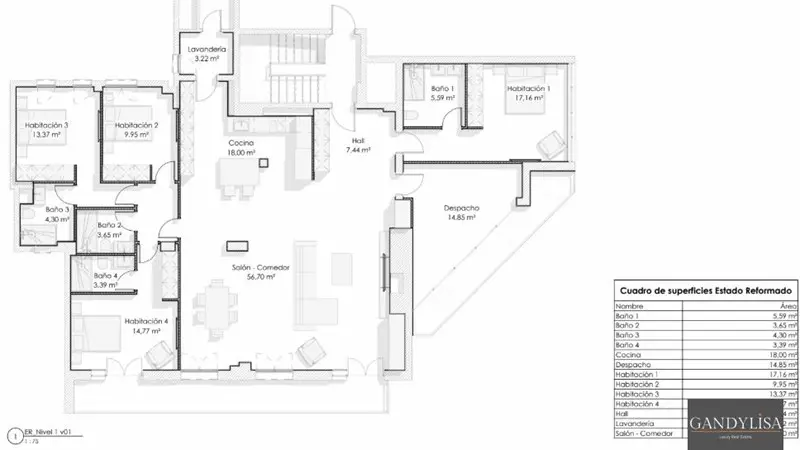 Vivienda de Lujo en Madrid 260m2 4 habitaciones 4 baños