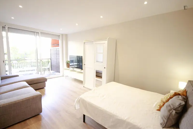 Habitacion Doble con Baño Privado en Piso Reformado Cerca de Plaza Espanya