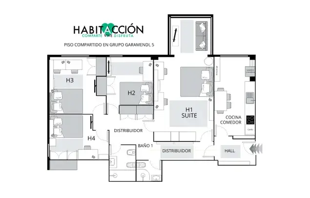 Habitaci
ón 14m2 Bilbao - Piso 110m2 Amueblado