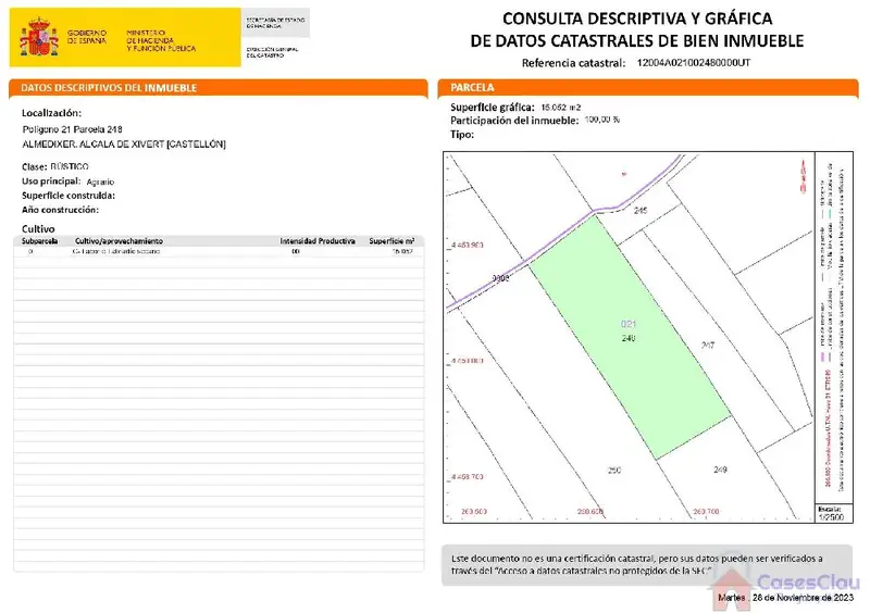 Venta Finca Rustica 1 Dormitorio Alcala de Xivert