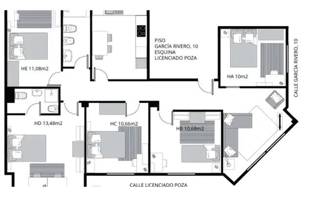 Habitaci
ón 110m
² Bilbao Estancia Media Larga