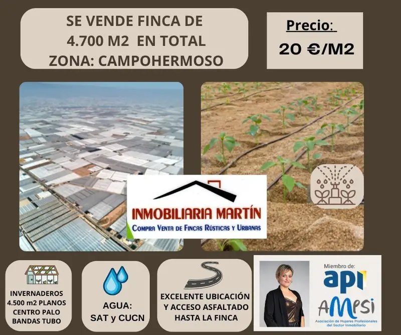 Venta Terreno Campohermoso Nijar 4700m2 Invernadero
