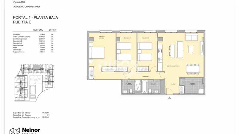 Piso en Venta en Alovera 108m2 3 habitaciones