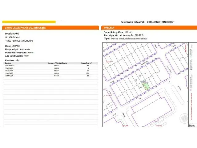 Edificio Ferrol Centro: 92m2 Bajo Comercial + 3 Plantas
