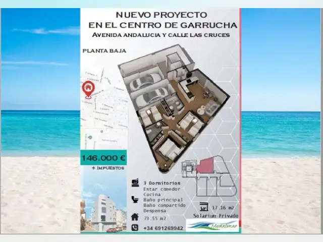 Apartamento 3 Dormitorios Garrucha Solarium Vistas Espectaculares