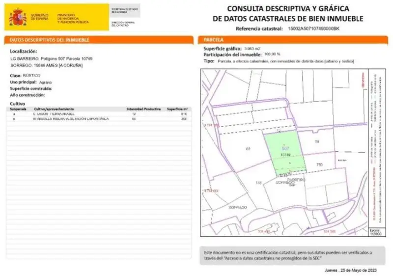Solar en Ames cerca Santiago: Parcela Urbanizable 2100m2