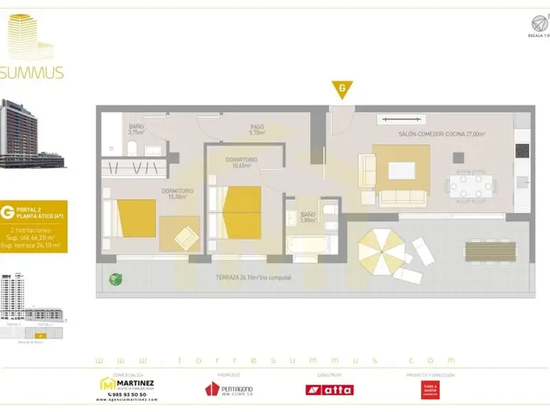 Atico en Venta en Gijon Nuevo Roces 2 Dormitorios
