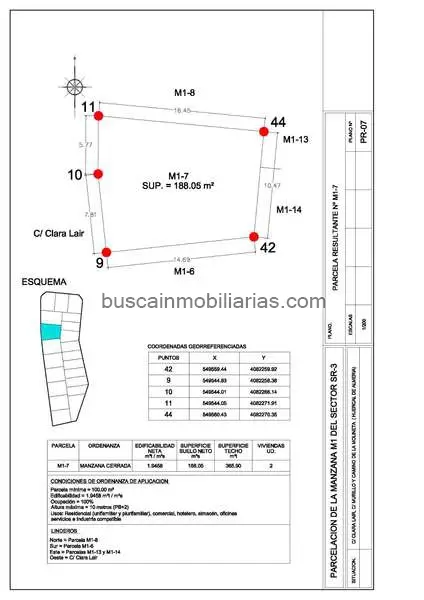 Terreno Urbano en Huércal de Almería 188m2 Edificable 365m2