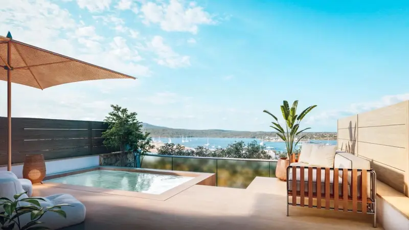 Adosado de Lujo en Fornells Menorca con Piscina Privada y Vistas a la Bahia