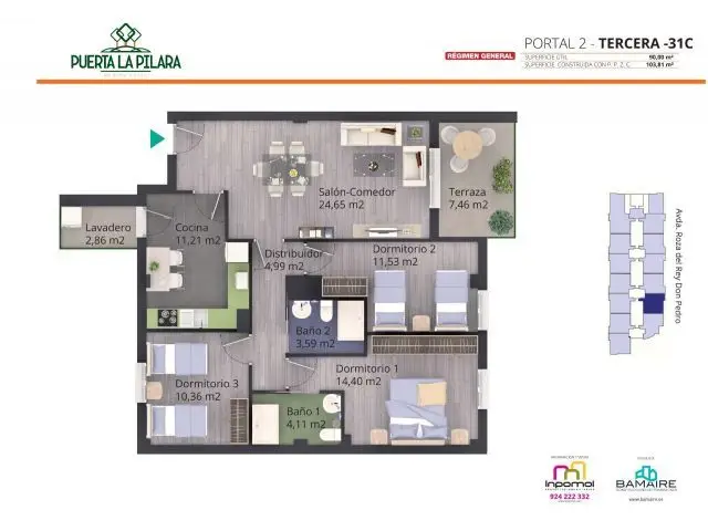 Piso en Venta en La Pilara Badajoz con Terraza Garaje y Trastero