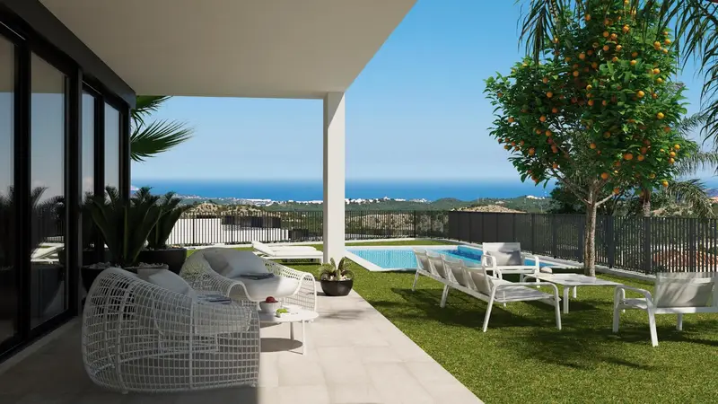 Chalets con Vistas al Mar en Polop Piscina y Terraza