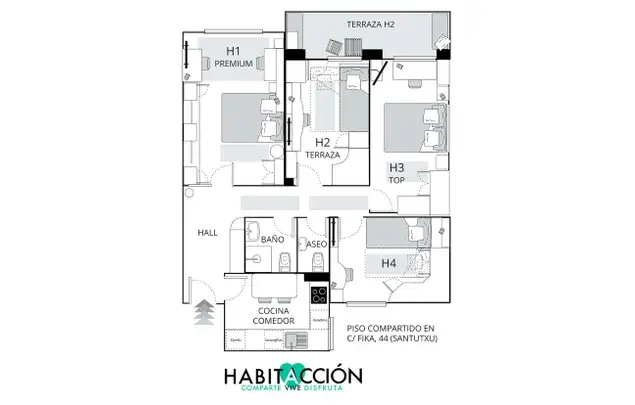 Habitacion 80m2 Bilbao Alquiler Media Temporada