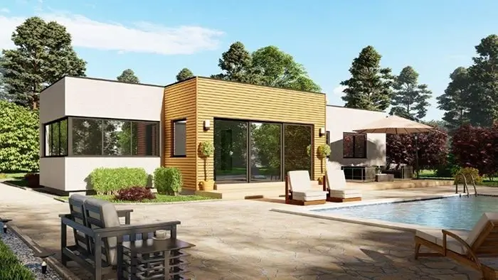 Modelo 1149 Casa Prefabricada Moderna Una Planta Techo Plano